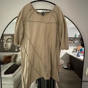 Relaxed Asymmetric Seam Tunic Top - Beige